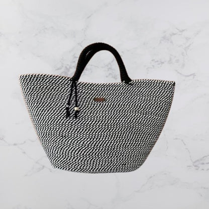 Eco-Friendly Handmade Women Tote Jute Bag | Grey & Black | Bebaskets