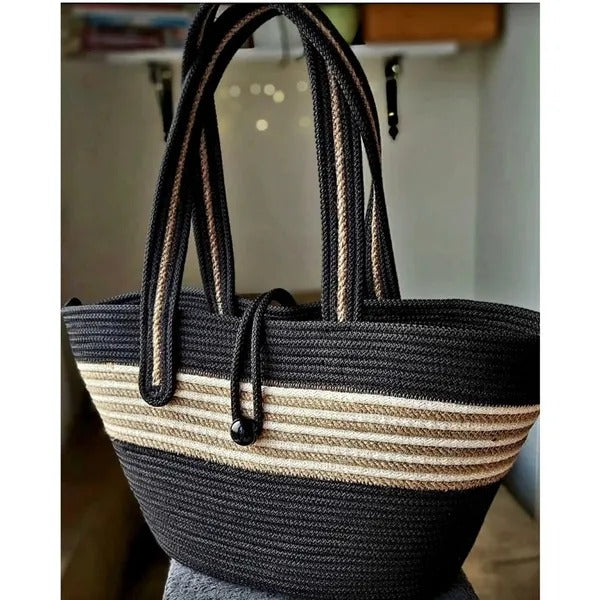 Black Natural - S Jute & Cotton Bag