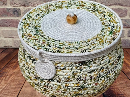 Snug-Fit Lidded Natural Rope Basket | Size - 8*5 Inches | Bebaskets