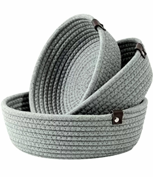 Jute Small Box mini Rope Storage Basket Weaven Grey Hamper, Baby Basket | Size - 25cmW× 10cmH×25cmL | BeBaskets