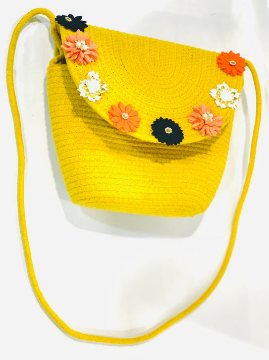 Title -Eco-friendly Yellow Jute Handbag with Sling | Tote Bag | Sling Bag | BeBaskets